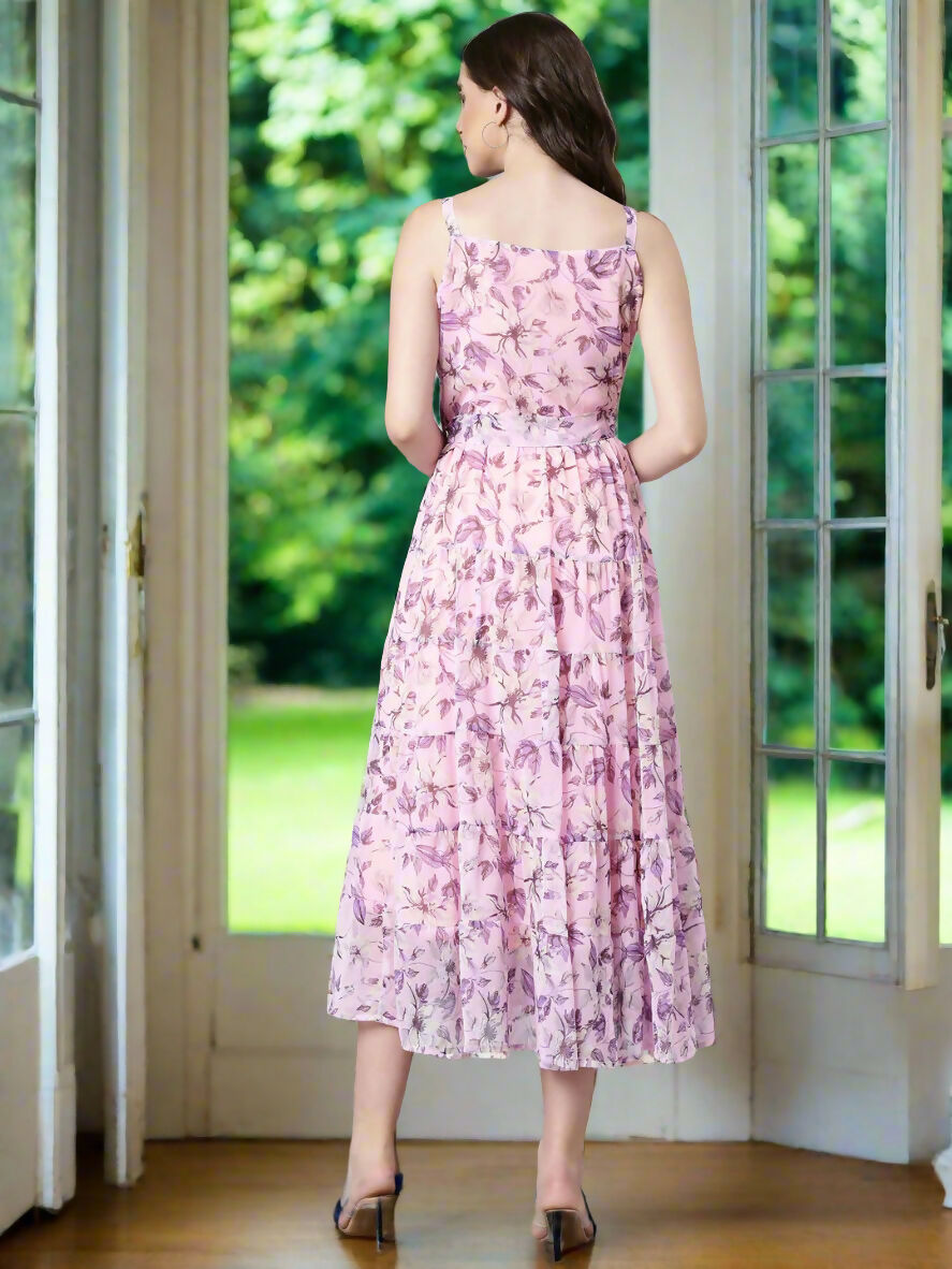 Souchii Floral Chiffon Dress