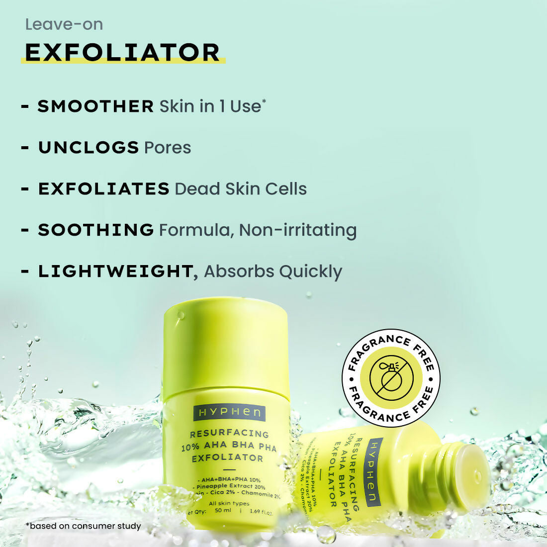 Hyphen By Kriti Sanon Resurfacing 10% AHA BHA PHA Exfoliator With 20% Pineapple Extract, Smoothens Texture, Unclogs Pores, Non-irritating - Distacart