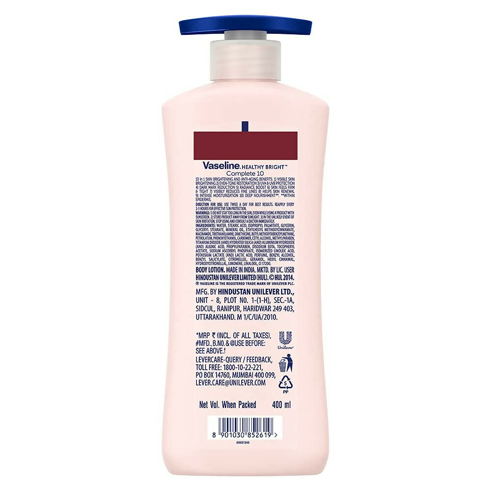 Vaseline Healthy Bright Daily Brightening & Complete 10 Body Lotion Combo - Distacart