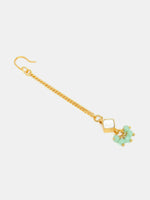 Thumbnail for Ruby Raang Set Of Pastel Green Maang Tikka And Earrings - Distacart