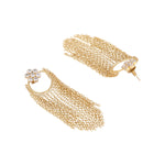 Thumbnail for Nuyug 22K Gold Plated Crystal Studded Floral Stud Contemporary Dangler Earrings