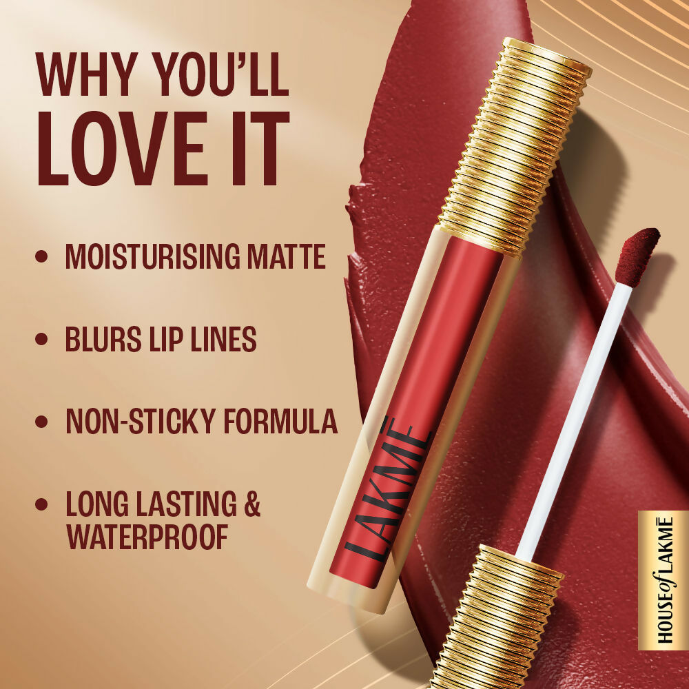 Lakme Ultimate Glam Matte Liquid Lipstick - Red Cherry - Distacart
