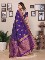 Thumbnail for Joban Fashion Banarasi Navy Blue Woven Soft Silk Saree