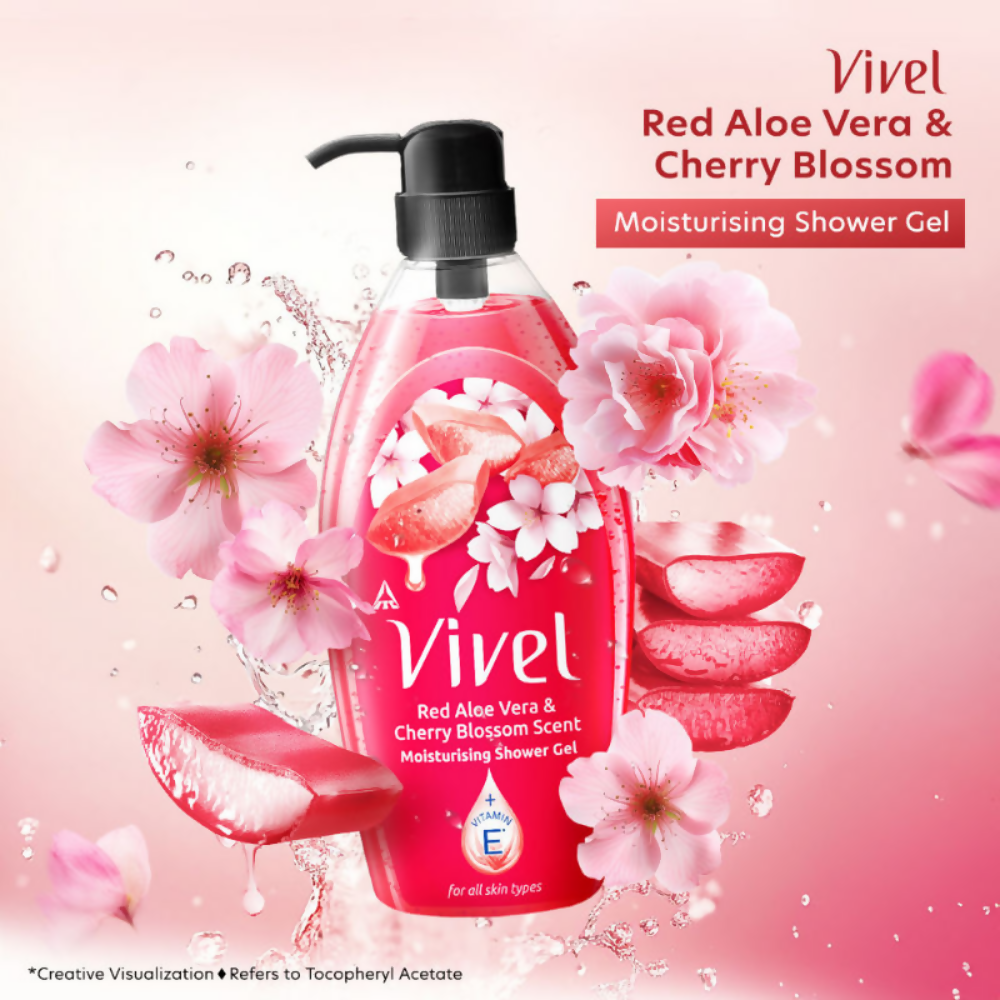 Vivel Red Aloe Vera & Cherry Blossom Scent Moisturizing Shower Gel - Distacart
