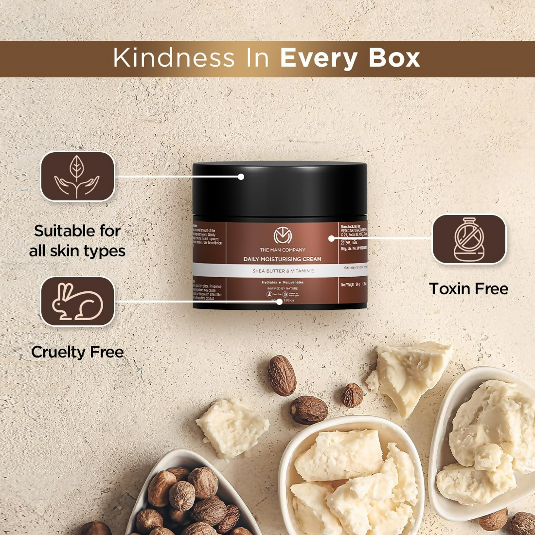 The Man Company Non-Sticky Daily Moisturizing Cream For Dry Skin - Distacart