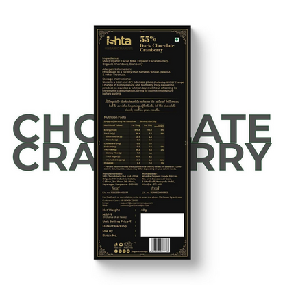 Organic Mandya 55% Dark chocolate with Cranberry - Distacart