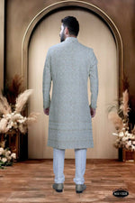 Thumbnail for Joban Fashion Men's Blue Base Georgette Kurta with Pyjama - Distacart