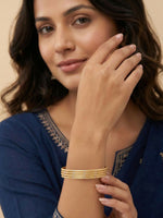 Thumbnail for NVR Women Set of 4 Gold Plated Handcrafted CZ Studded Bangle - Distacart