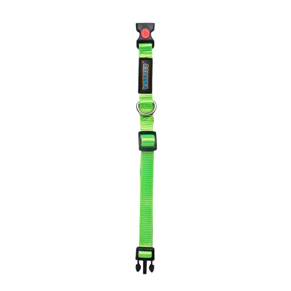 Waggety Padded Dog Collar - Adjustable, Comfortable Fit, Durable Polyester - Green - Dista