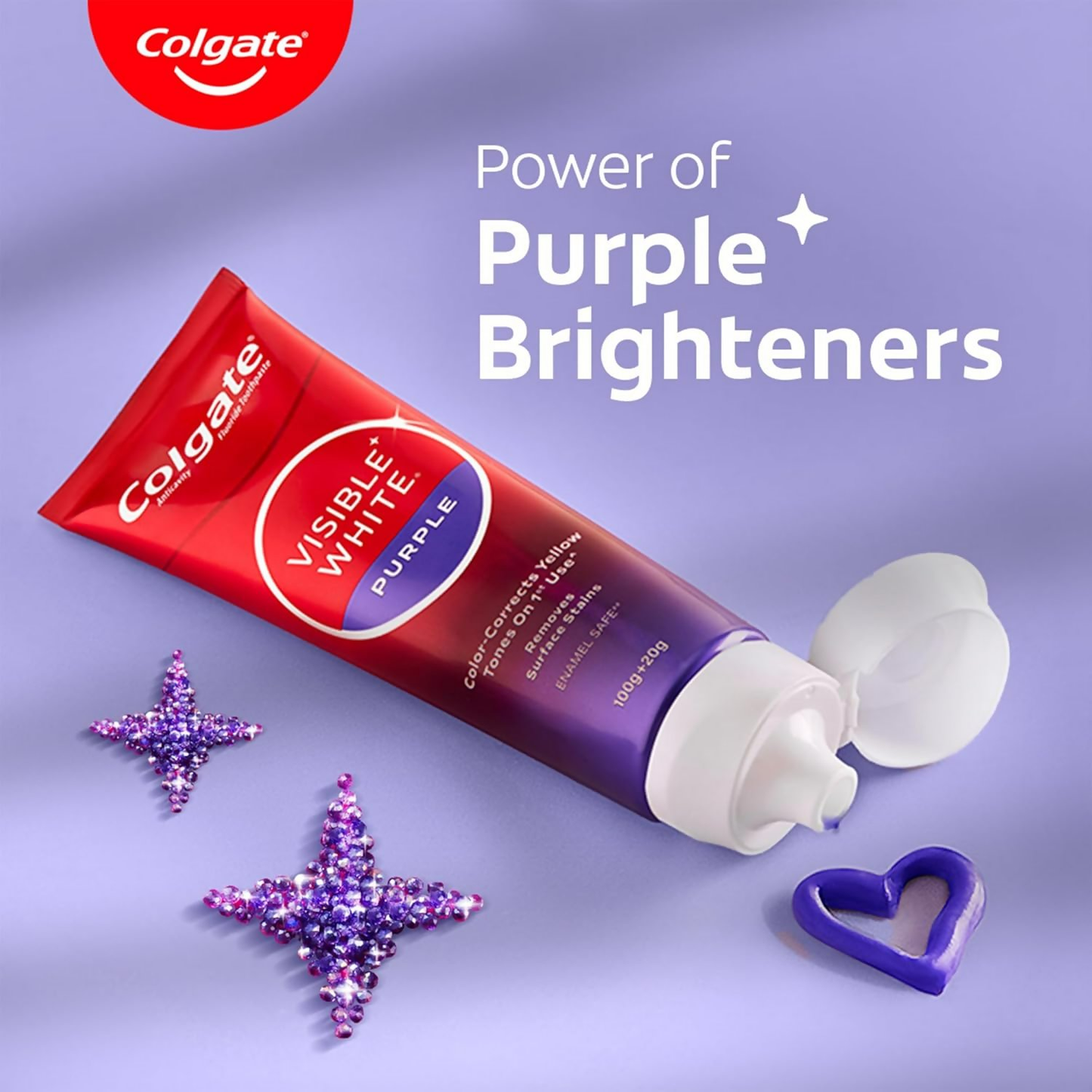 Colgate Visible White Purple Toothpaste For Teeth Whitening Helps Remove Surface Stains, Whitens Yellow - Distacart