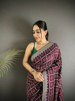 Thumbnail for Joban Fashion Wine Bandhej Bandhani Vichitra Silk Bandhani Prints Saree - Distacart