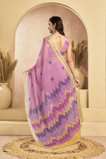 Thumbnail for Vastranavya Onion Pink Digital Printed Linen Ready To Wear Pocket Saree with Unstitched Blouse - Distacart