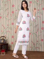 Thumbnail for Ode by House of Pataudi Floral Embroidered Thread Work Floral Georgette Straight Kurta - Distacart