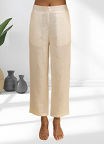 Thumbnail for Joban Fashion Cream Linen Embroidered Readymade Long Kurta With Pant - Distacart