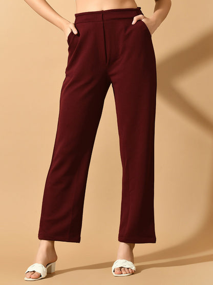 Myshka Women's Violet Straight Fit Party Trouser - Distacart