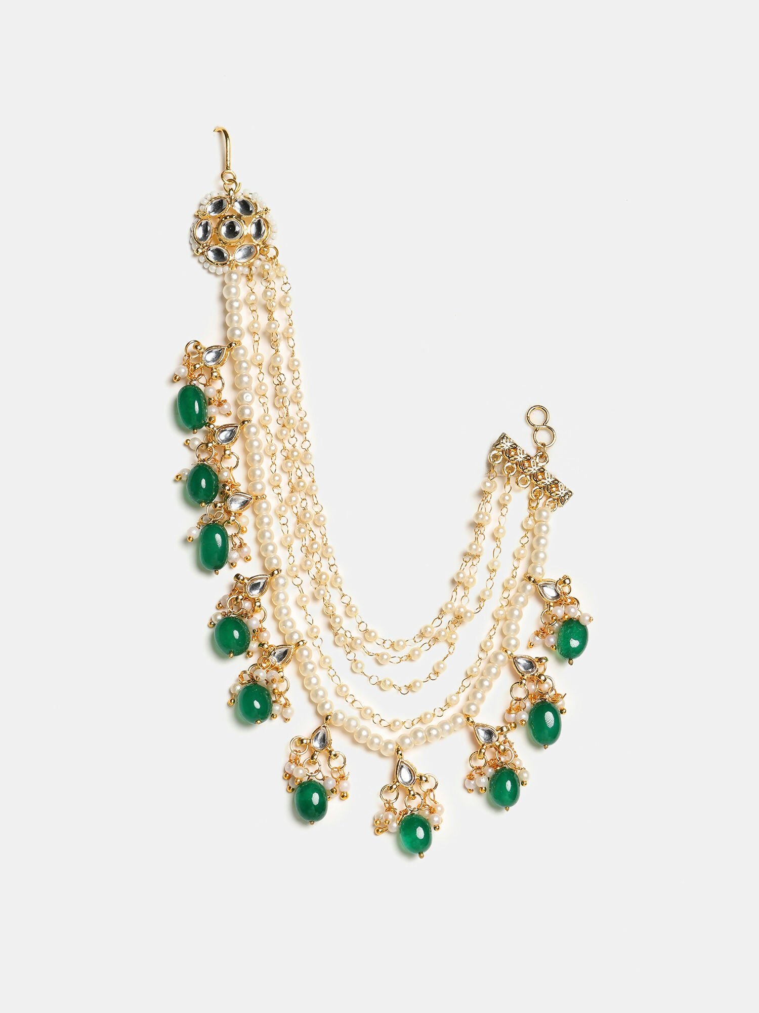 Ruby Raang Green Emerald Gold Plated Kaan Chain - Distacart