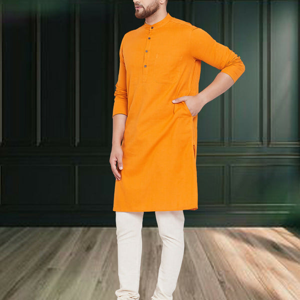 Even Apparels Men's Pure Cotton Yellow Kurta - Distacart