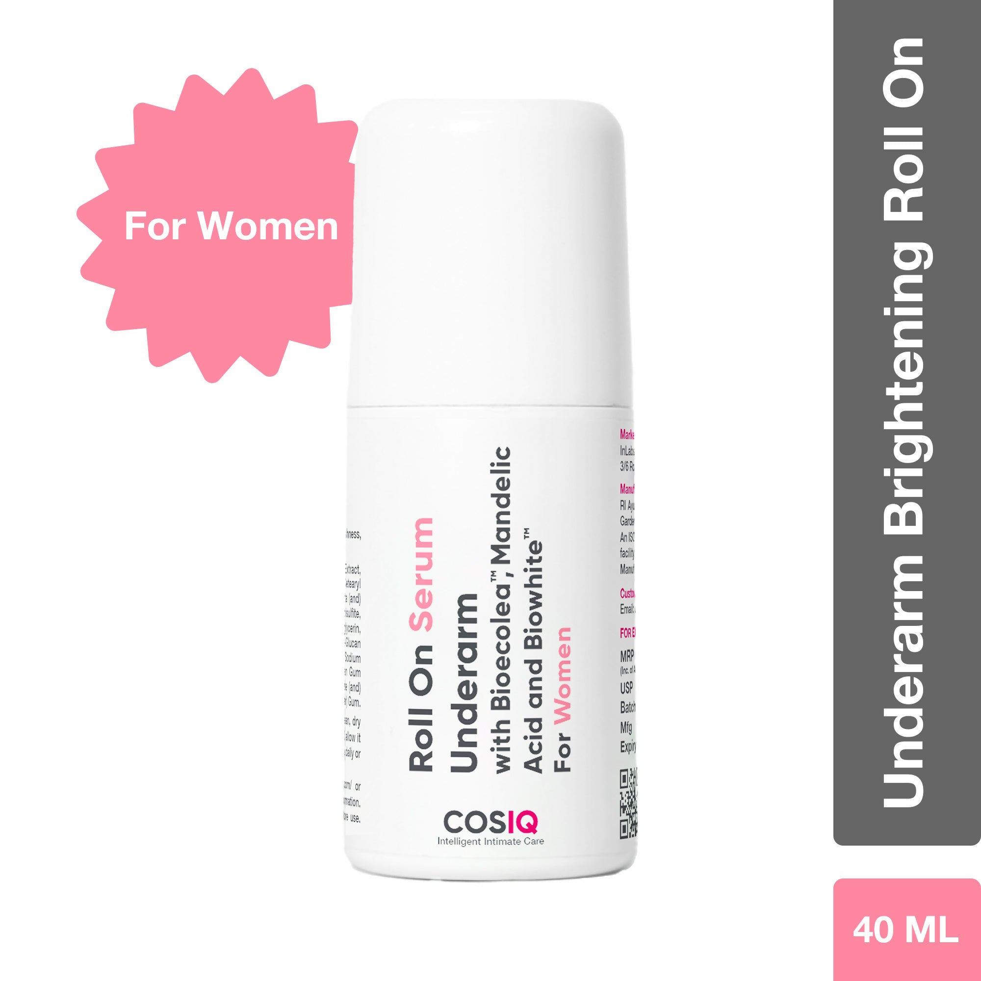 Cos-IQ Brightening Underarm Roll On Serum For Women, With Bioecolea, Mandelic Acid and Bio White