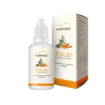 Wellwith Panch Tulsi Curcumin Drops - Distacart
