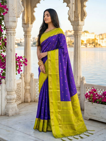Shree Shyam Fashion Navy Blue Silk Blend Saree - Dista