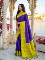 Thumbnail for Shree Shyam Fashion Navy Blue Silk Blend Saree - Dista