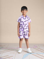 Thumbnail for Snakes and Ladders Boys Purple Table Print Shirt and Boxer Set from Siblings Collection - Distacart