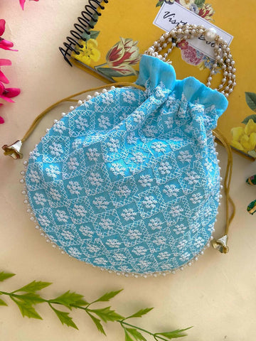 Joban Fashion Potli Bags - Firozi - Dista