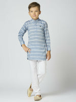 Thumbnail for Joban Fashion Kids Island Full Sleeves Cotton Kurta and Pyjama Set with Strip - Blue - Distacart
