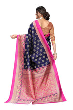 Thumbnail for Vamika Navy Blue Printed Art Silk Saree - Distacart