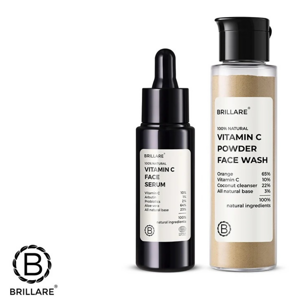 Brillare 10% Vitamin C Face Serum & Vitamin C Powder Face Wash - Dista