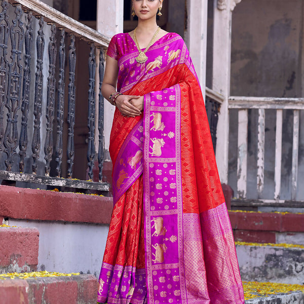 Shree Shyam Fashion Red Soft Silk Saree - Distacart