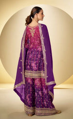 Thumbnail for Anaita Purple Chinon Silk Readymade Suit with Sequence Work - Distacart