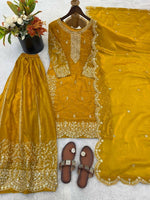 Thumbnail for Teeya Creation Yellow Color Fendy Silk Embroidery Work Wedding Wear Salwar Suit - Distacart