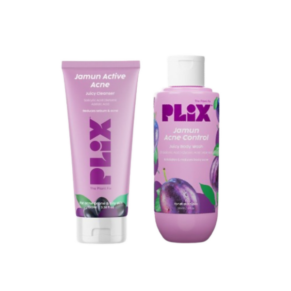 PLIX The Plant Fix Jamun Active Acne Regime With Cleanser & Body Wash For Women & Men - Distacart
