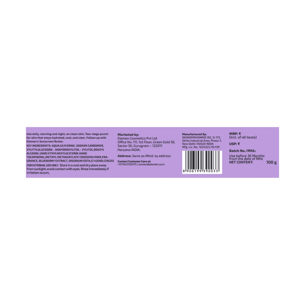 Elemen Hydraflex Frost Gel Moisturiser with Blueberry & Aqua Boost Complex - Distacart
