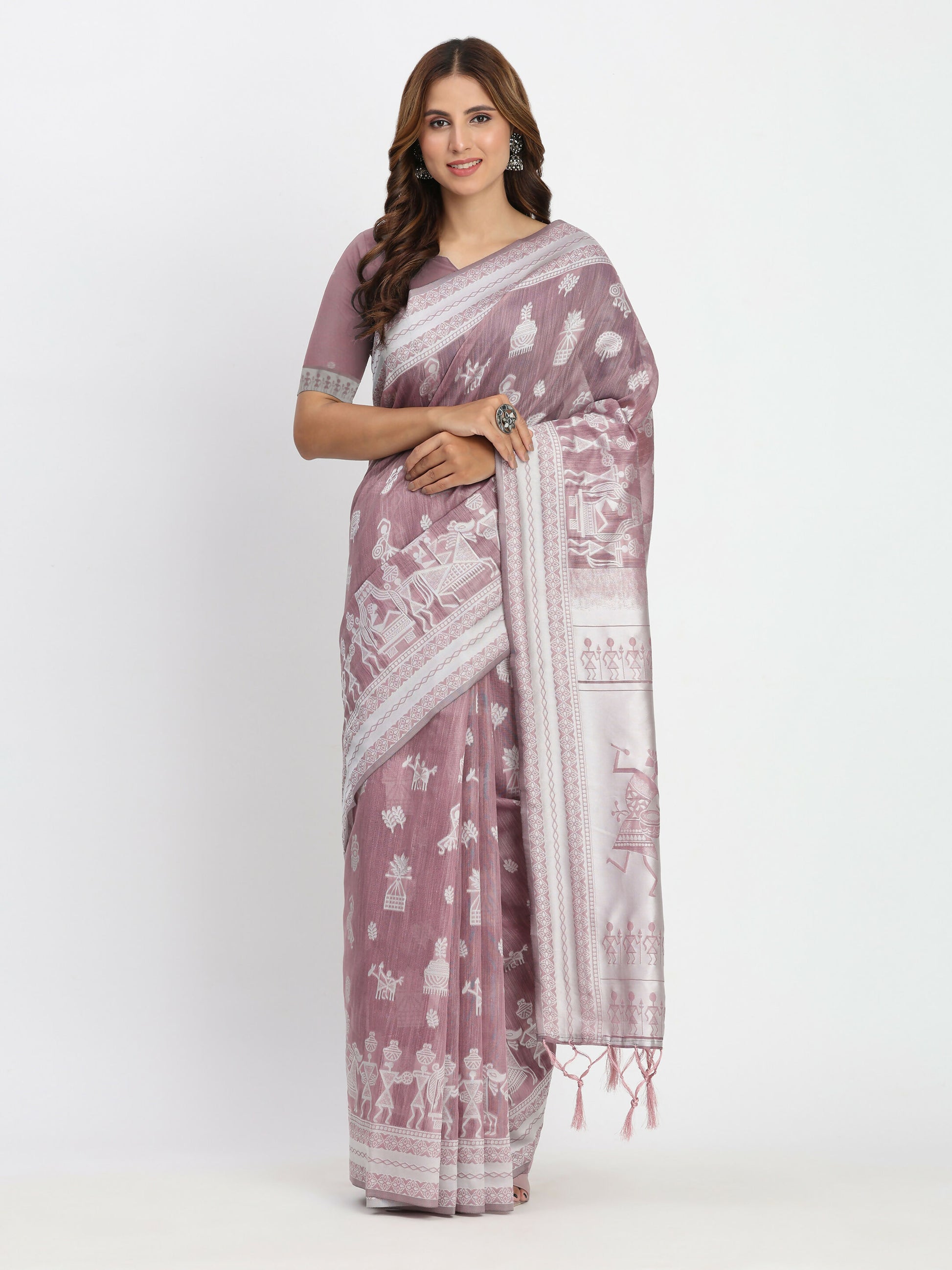 Shree Shyam Fashion Linen Cotton Sea Green Saree - Distacart