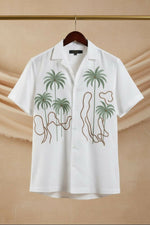 Thumbnail for Tansira — White Palm Embroidered Linen Shirt by Hilo Design - Dista