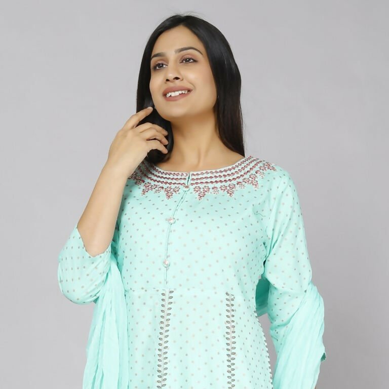 Alvano Women's Stylish Rayon Anarkali Kurta with Pant and Dupatta set Casual wear, Partywear, Wedding - Distacart