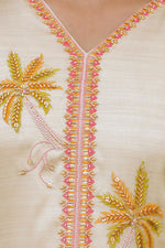 Thumbnail for Preksha Creation Off-White Viscose Assam Silk Embroidered Beads Kurta Set With Dupatta And Pant