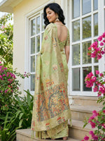 Thumbnail for Shree Shyam Fashion Light Green Linen Cotton Saree - Distacart