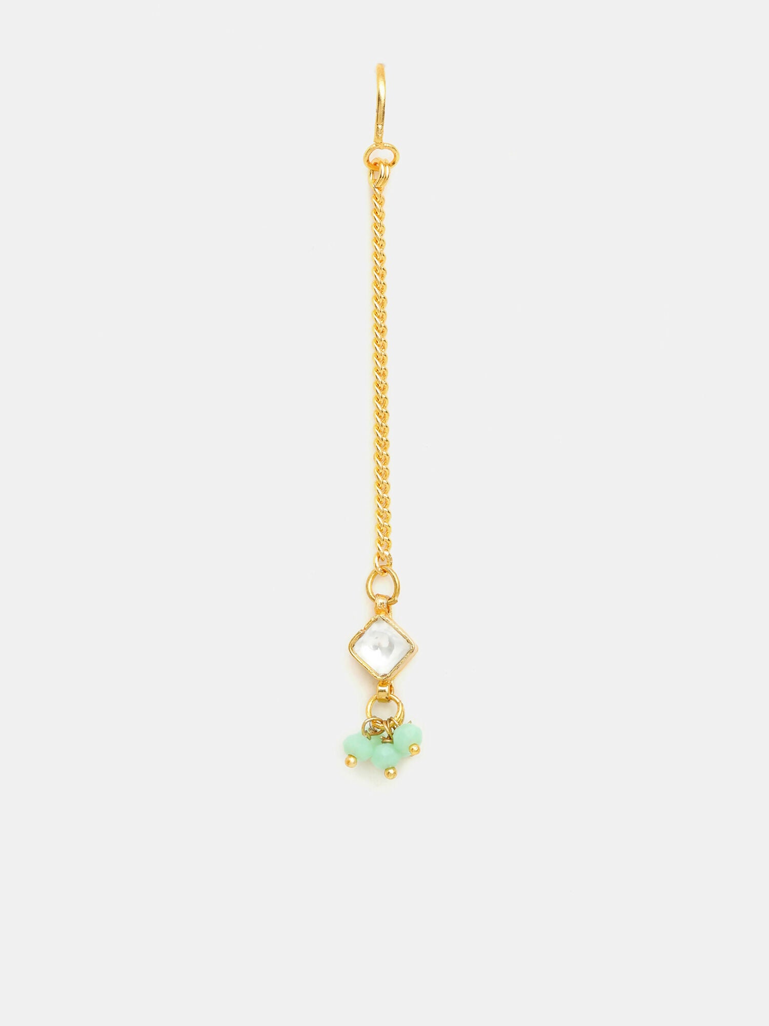 Ruby Raang Set Of Pastel Green Maang Tikka And Earrings - Distacart