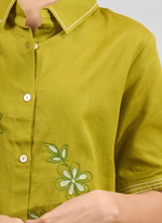 Thumbnail for Joban Fashion Green Cotton, Linen Embroidered Readymade Cord Set - Distacart