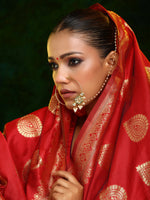 Thumbnail for Ruby Raang 22k Gold Polished Kundan Maharani Nose Ring (Clip On)