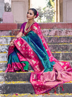 Thumbnail for Shree Shyam Fashion Teal Soft Silk Saree - Distacart