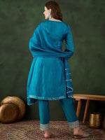 Thumbnail for Sangria Embroidered Kurta & Trouser With Dupatta