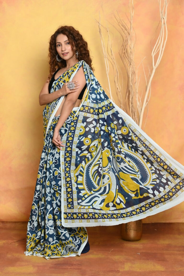 Very Much Indian Handblock Printed Cotton Saree With Natural Dyes - Distacart