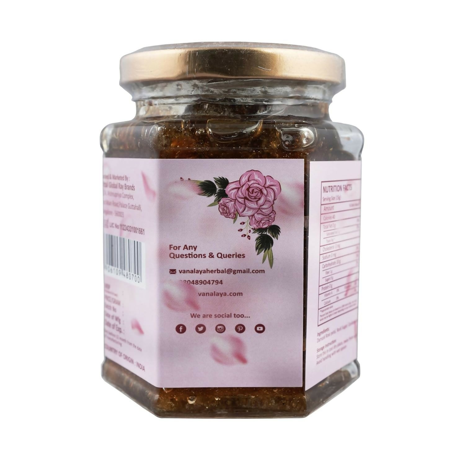 Vanalaya Gulkand Prepared using Sun Cooked Damask Rose & Cardamon