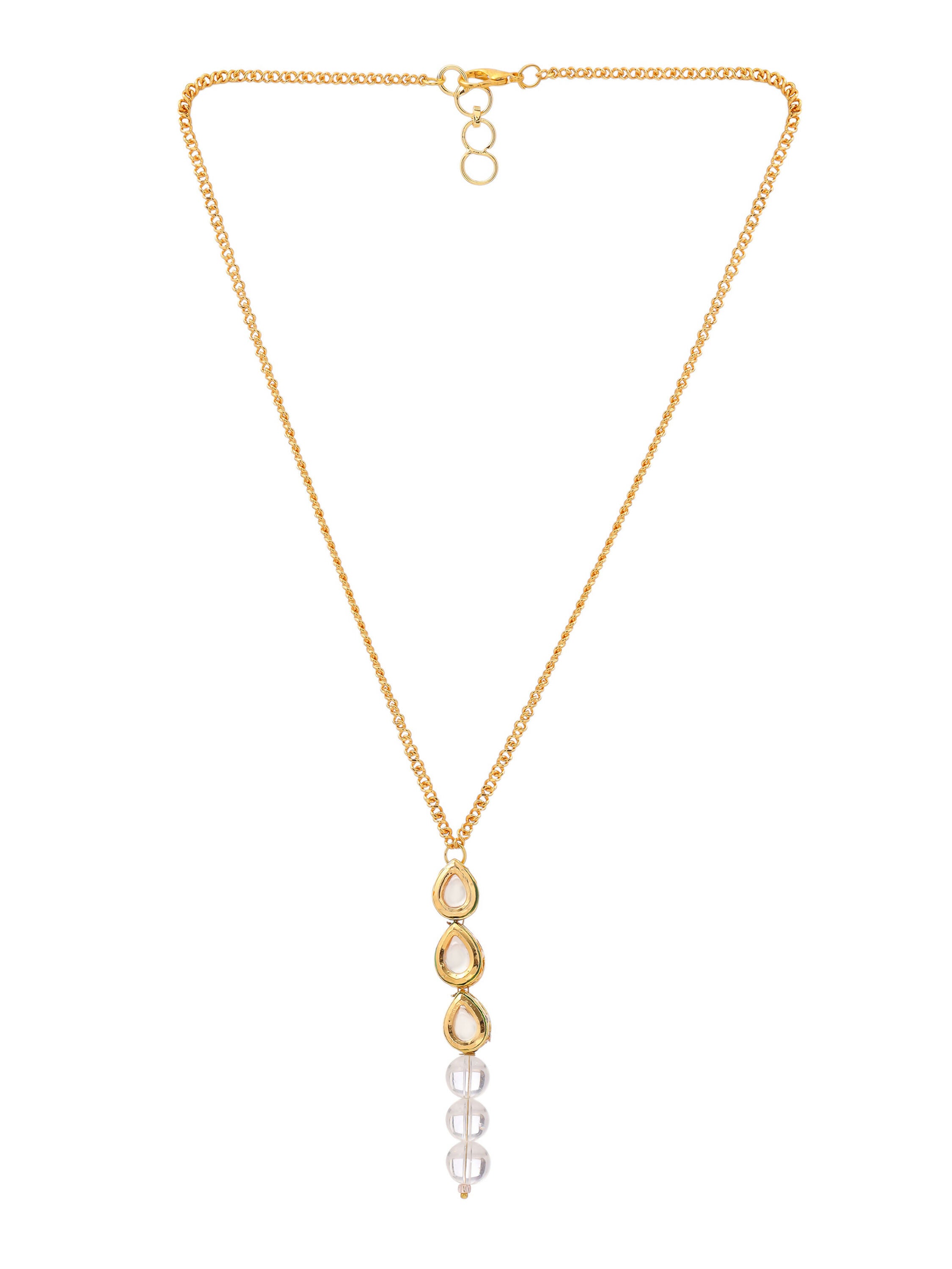 Ruby Raang White Clear Quartz Kundan Necklace