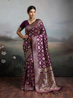 Thumbnail for Shree Shyam Fashion Wine Silk Blend Saree - Distacart