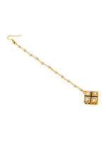 Thumbnail for Ruby Raang Gold Square Kundan Maang Tikka